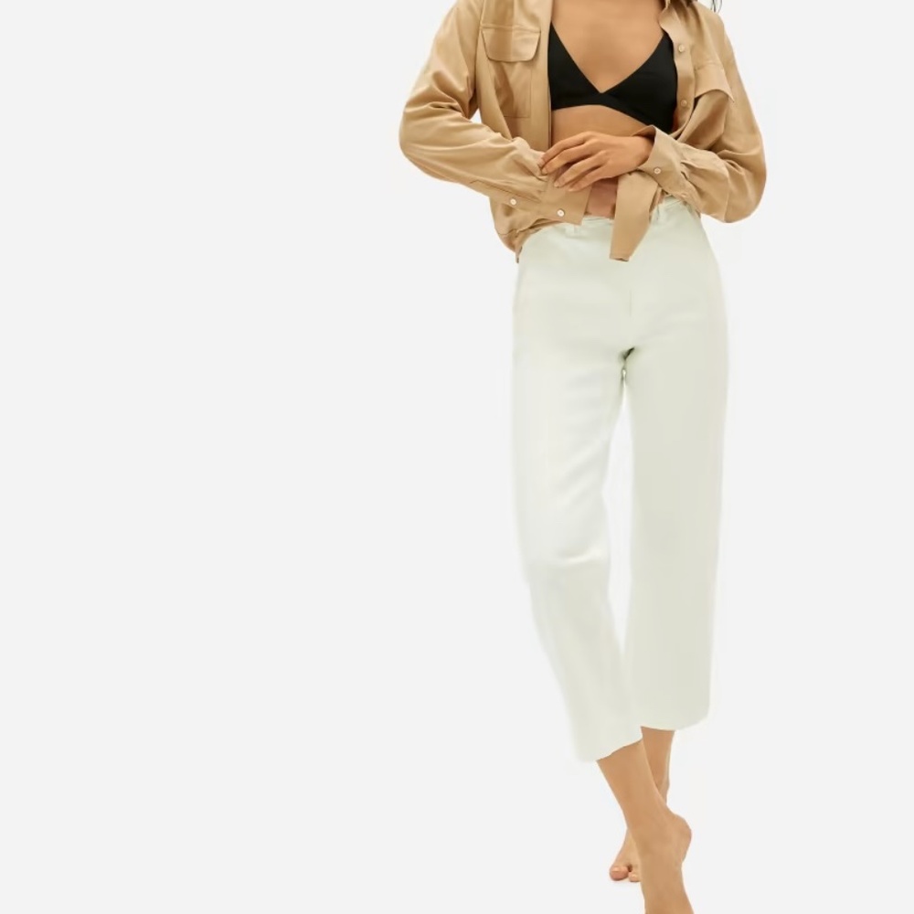 Everlane Straight Leg Crop Pants Sandstone 0 Short